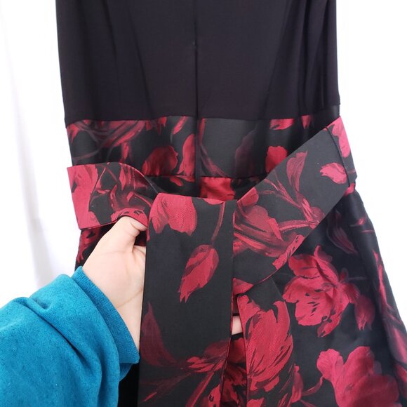 Jessica Howard Black, Red Floral Pattern Sleeveless Formal Party Dress Size 10 - Picture 11 of 14
